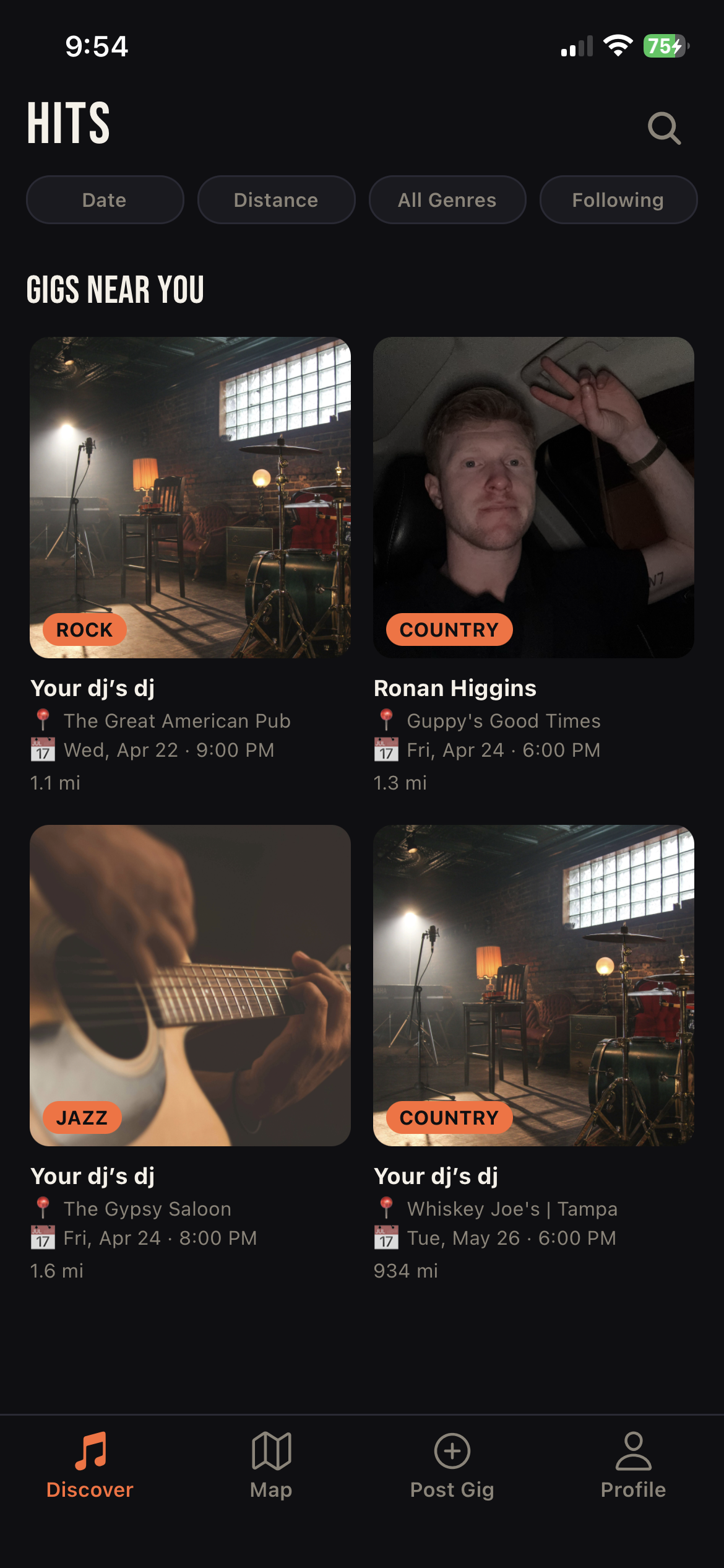 HITS Discover screen