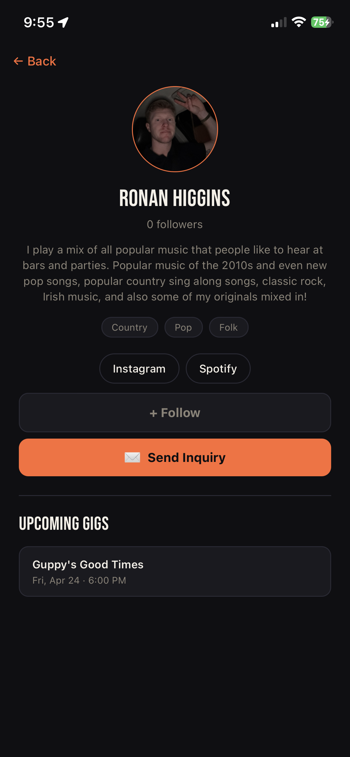 Fan view — Send Inquiry