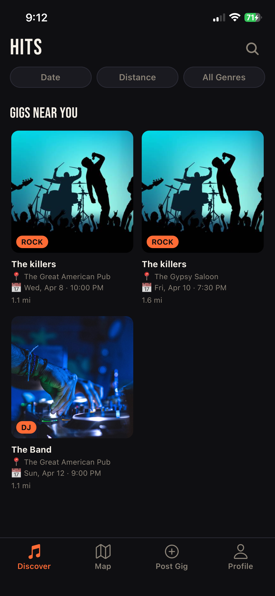 HITS Discover screen